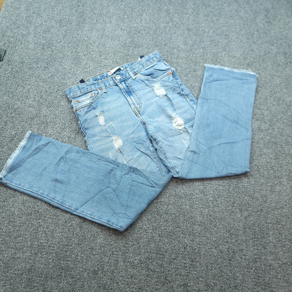 Levis Girls High Rise Ankle Straight Distressed Jeans Light Wash Size 14 REG